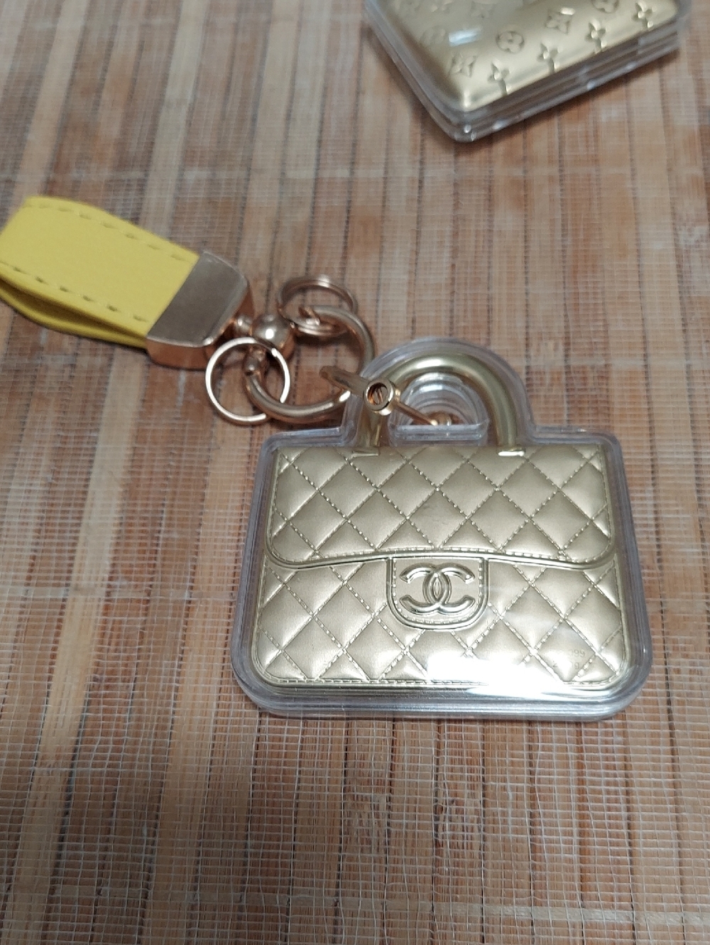 Keychain, New Gold Bag Fob, Luxury Strap, Protective Clear Case